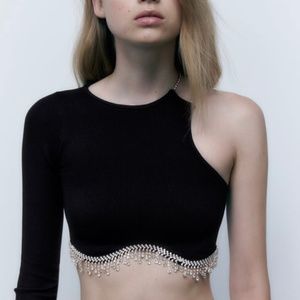 ZARA seamless rhinestone top XS-S, M-L